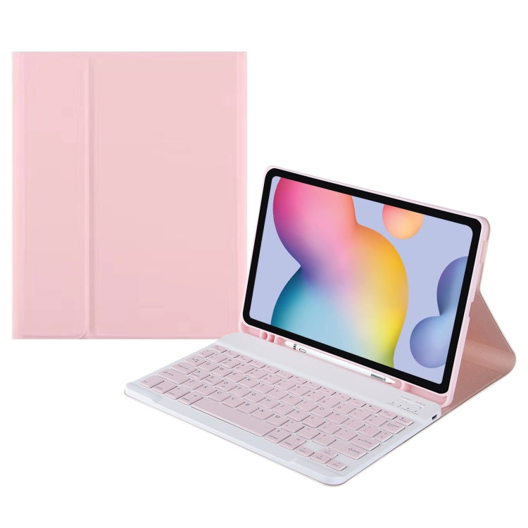 For Samsung Galaxy Tab A9 Square Cap Bluetooth Keyboard Leather Case with Pen Slot(Pink) - Samsung Keyboard by buy2fix | Online Shopping UK | buy2fix