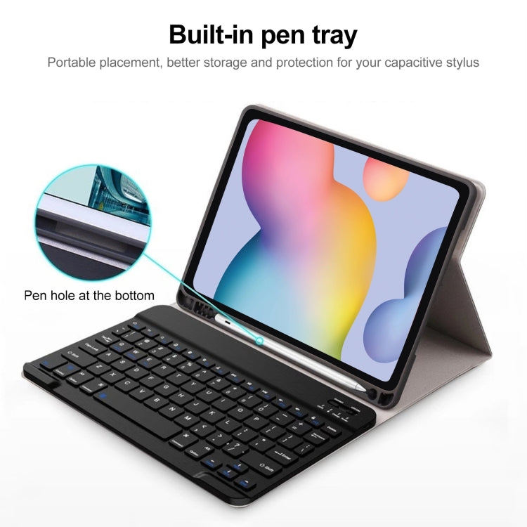 For Samsung Galaxy Tab S9 FE+ Square Cap Bluetooth Keyboard Leather Case with Pen Slot(Rose Gold) - Samsung Keyboard by buy2fix | Online Shopping UK | buy2fix