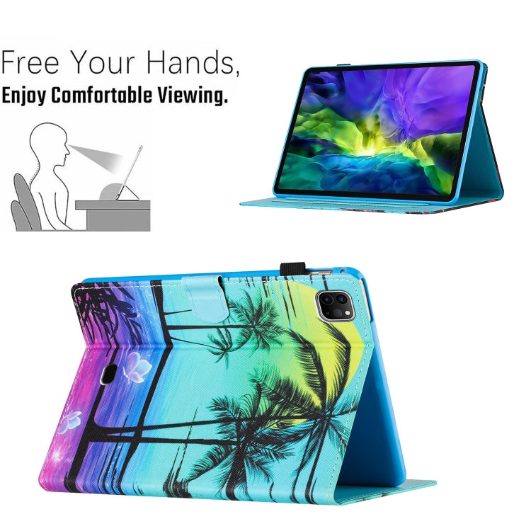 For iPad Pro 11 2024 Colored Drawing Stitching Leather Tablet Smart Case(Coconut Tree) - iPad Pro 11 2024 Cases by buy2fix | Online Shopping UK | buy2fix