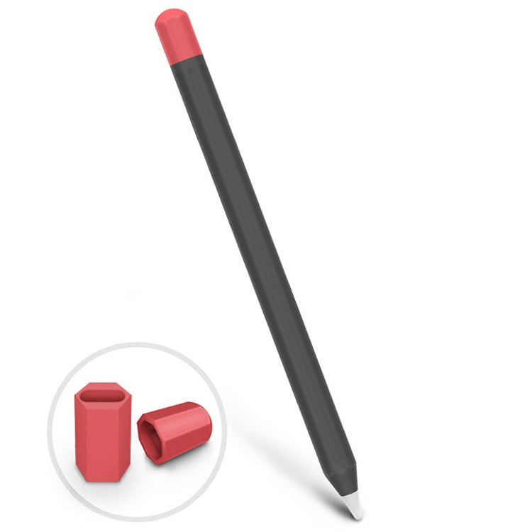 For Apple Pencil 1 Stylus Touch Pen Split Contrast Color Silicone Protective Case(Classic Red and Black) - Pencil Accessories by buy2fix | Online Shopping UK | buy2fix