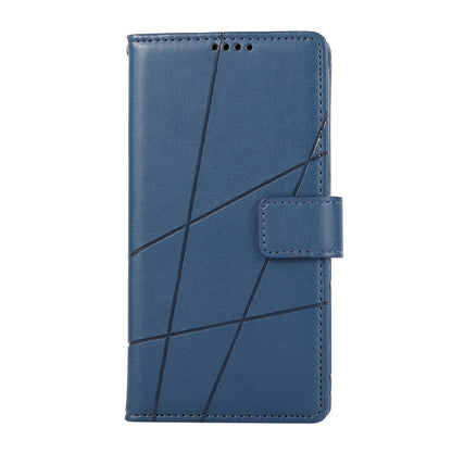 For Realme 10 Pro 5G PU Genuine Leather Texture Embossed Line Phone Case(Blue) - Realme Cases by buy2fix | Online Shopping UK | buy2fix