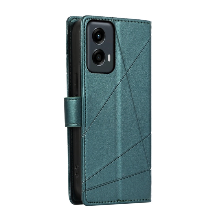 For Motorola Moto G Stylus 5G 2024 PU Genuine Leather Texture Embossed Line Phone Case(Green) - Motorola Cases by buy2fix | Online Shopping UK | buy2fix