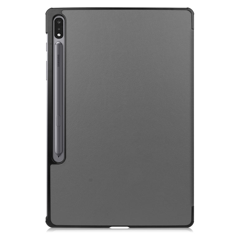 For Samsung Galaxy Tab S8+ / Tab S8 Plus /  Tab S7 FE / Tab S7+ Custer Texture Smart PU Leather Case with Sleep / Wake-up Function & 3-Fold Holder(Gray) - Galaxy Tab S8+ Cases by buy2fix | Online Shopping UK | buy2fix