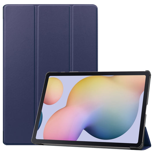 For Samsung Galaxy Tab S8+ / Tab S8 Plus /  Tab S7 FE / Tab S7+ Custer Texture Smart PU Leather Case with Sleep / Wake-up Function & 3-Fold Holder(Dark Blue) - Galaxy Tab S8+ Cases by buy2fix | Online Shopping UK | buy2fix