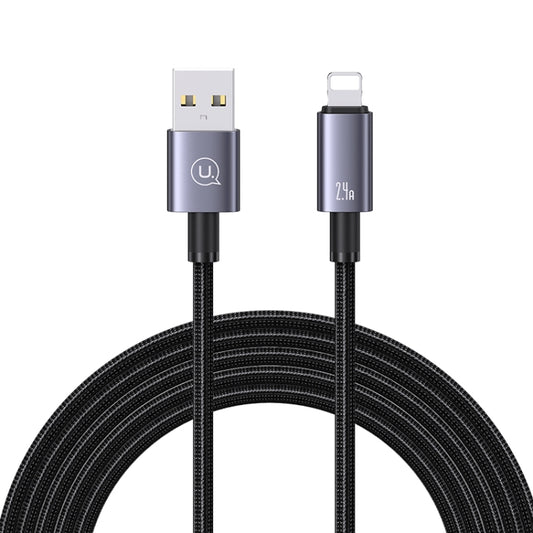 USAMS US-SJ669 USB To 8 Pin 2.4A Fast Charge Data Cable, Length: 2m(Black) - Normal Style Cable by USAMS | Online Shopping UK | buy2fix