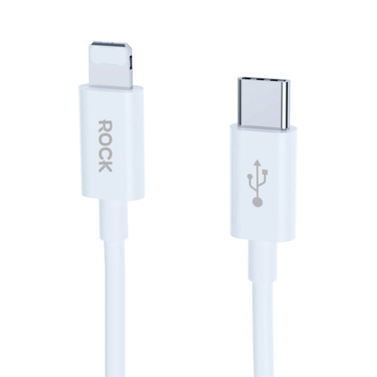 ROCK Simple Series 1m 27W USB-C / Type-C to 8 Pin Fast Charging Data Cable(White) - 2 in 1 Cable by ROCK | Online Shopping UK | buy2fix