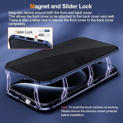 For iPhone 16 Anti-peeping Magnetic Double-sided Tempered Glass Phone Case(Gold) - iPhone 16 Cases by buy2fix | Online Shopping UK | buy2fix