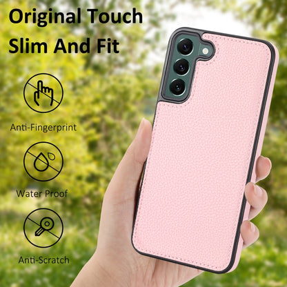 For Samsung Galaxy S22+ 5G Litchi Pattern Stitched Side-mounted Phone Case(Pink) - Galaxy S22+ 5G Cases by buy2fix | Online Shopping UK | buy2fix