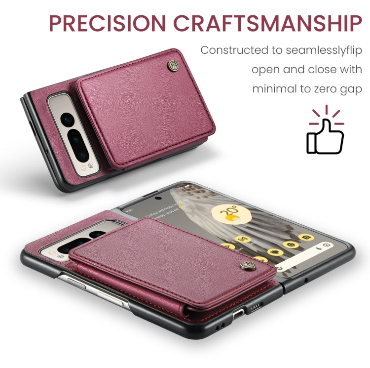 For Google Pixel Fold CaseMe C22 PC+TPU Business Style RFID Anti-theft Leather Phone Case(Wine Red) - Google Cases by CaseMe | Online Shopping UK | buy2fix