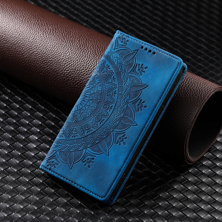 For iPhone 16 Pro Max Totem Embossed Magnetic Leather Phone Case(Blue) - iPhone 16 Pro Max Cases by buy2fix | Online Shopping UK | buy2fix