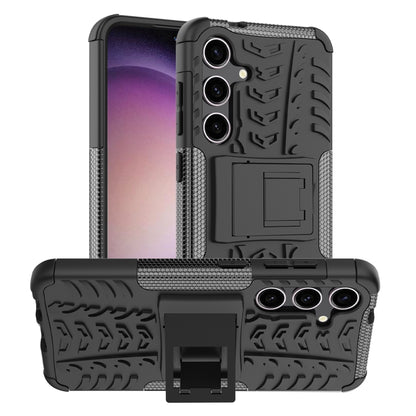 For Samsung Galaxy S24 5G Tire Texture TPU + PC Phone Case with Holder(Black) - Galaxy S24 5G Cases by buy2fix | Online Shopping UK | buy2fix