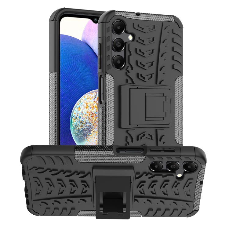 For Samsung Galaxy A15 Tire Texture TPU + PC Phone Case with Holder(Black) - Galaxy Phone Cases by buy2fix | Online Shopping UK | buy2fix