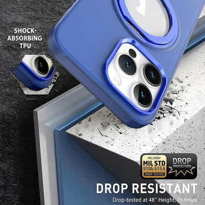 For iPhone 14 Pro Max MagSafe 360 Rotate Ring Holder PC Phone Case(Sierra Blue) - iPhone 14 Pro Max Cases by buy2fix | Online Shopping UK | buy2fix