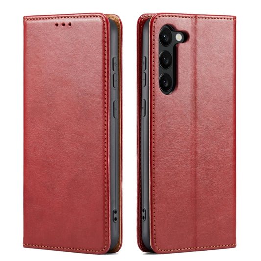 For Samsung Galaxy S24+ 5G Fierre Shann PU Genuine Leather Texture Phone Case(Red) - Galaxy S24+ 5G Cases by FIERRE SHANN | Online Shopping UK | buy2fix