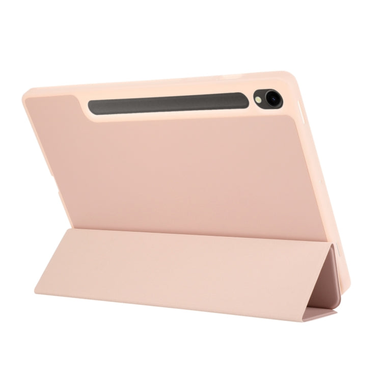 For Samsung Galaxy Tab S9 FE 3-Fold Pure Color TPU Leather Tablet Case with Pen Slot(Pink) - Galaxy Tab S9 FE by buy2fix | Online Shopping UK | buy2fix