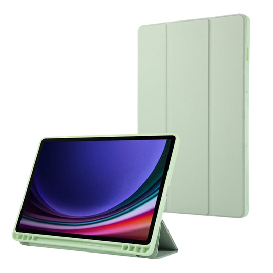 For Samsung Galaxy Tab S9 FE 3-Fold Pure Color TPU Leather Tablet Case with Pen Slot(Green) - Galaxy Tab S9 FE by buy2fix | Online Shopping UK | buy2fix