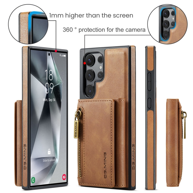 For Samsung Galaxy S24 Ultra 5G DG.MING M5 Series Zip RFID Multi Card Detachable Leather Phone Case(Brown) - Galaxy S24 Ultra 5G Cases by DG.MING | Online Shopping UK | buy2fix