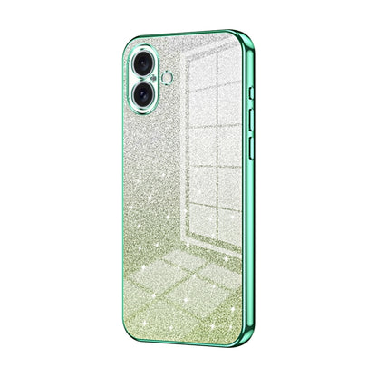 For iPhone 16 Plus Gradient Glitter Powder Electroplated Phone Case(Green) - iPhone 16 Plus Cases by buy2fix | Online Shopping UK | buy2fix