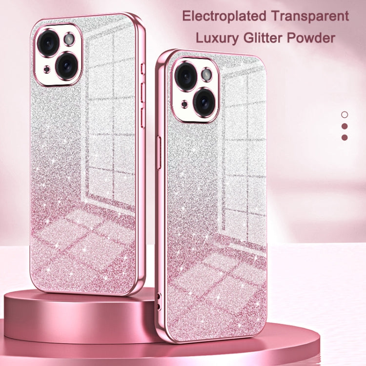 For iPhone 16 Gradient Glitter Powder Electroplated Phone Case(Pink) - iPhone 16 Cases by buy2fix | Online Shopping UK | buy2fix