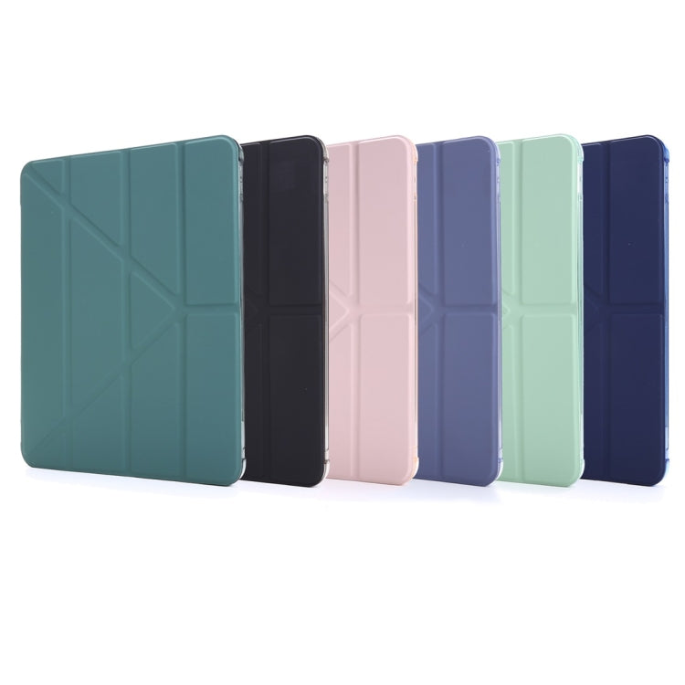 For iPad Air 13 2024 / Pro 12.9 2022 / 2021 Multi-folding TPU Leather Tablet Case with Holder & Pen Slot(Dark Blue) - iPad Pro 12.9 (2018) Cases by buy2fix | Online Shopping UK | buy2fix