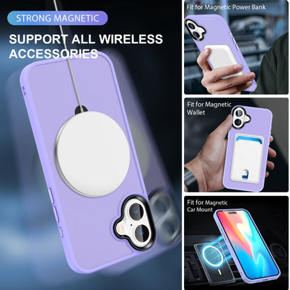 For iPhone 16 Plus Skin-feel MagSafe Holder PC Hybrid TPU Phone Case(Purple) - iPhone 16 Plus Cases by buy2fix | Online Shopping UK | buy2fix