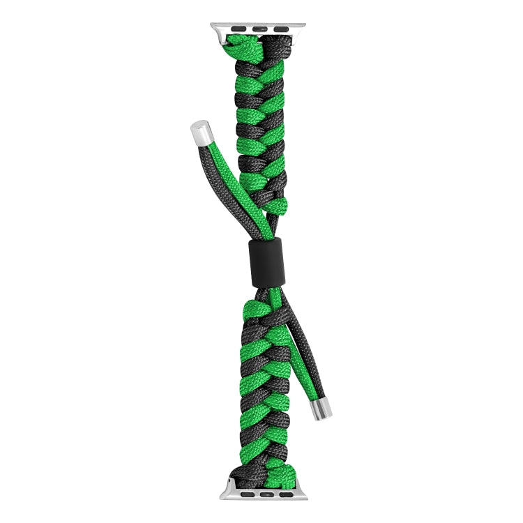 For Apple Watch Ultra 49mm Paracord Fishtail Braided Silicone Bead Watch Band(Black Green) - Watch Bands by buy2fix | Online Shopping UK | buy2fix