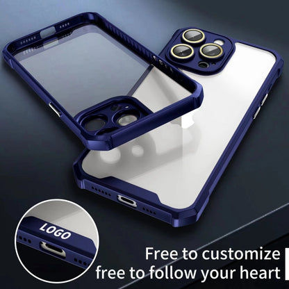 For iPhone 16 Pro Shockproof Acrylic Phone Case with Lens Glass Film(Blue) - iPhone 16 Pro Cases by buy2fix | Online Shopping UK | buy2fix