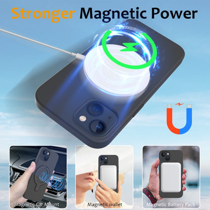 For iPhone 13 Liquid Silicone MagSafe Magnetic Phone Case with Ring Holder(Carbon Black) - iPhone 13 Cases by buy2fix | Online Shopping UK | buy2fix