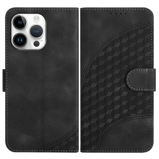 For iPhone 16 Pro Max YX0060 Elephant Head Embossed Phone Leather Case with Lanyard(Black) - iPhone 16 Pro Max Cases by buy2fix | Online Shopping UK | buy2fix