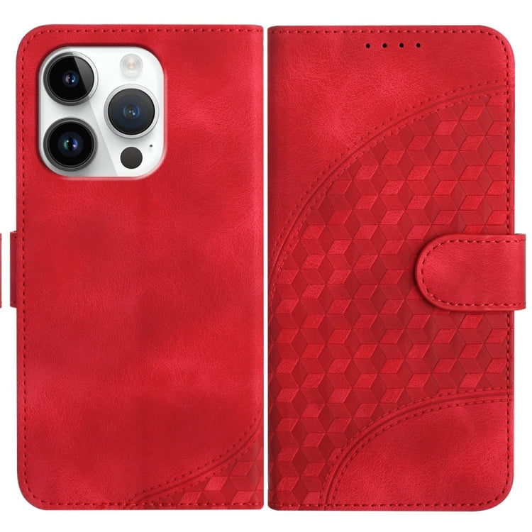 For iPhone 16 Pro YX0060 Elephant Head Embossed Phone Leather Case with Lanyard(Red) - iPhone 16 Pro Cases by buy2fix | Online Shopping UK | buy2fix