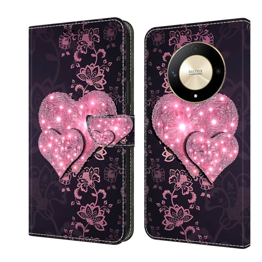 For Honor Magic6 Lite Crystal 3D Shockproof Protective Leather Phone Case(Lace Love) - Honor Cases by buy2fix | Online Shopping UK | buy2fix