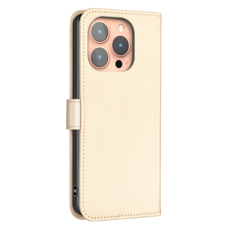 For iPhone 16 Pro Four-leaf Embossed Leather Phone Case(Gold) - iPhone 16 Pro Cases by buy2fix | Online Shopping UK | buy2fix