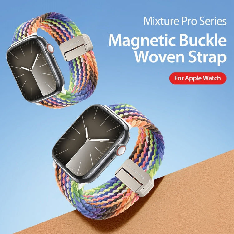 For Apple Watch Series 9 45mm DUX DUCIS Mixture Pro Series Magnetic Buckle Nylon Braid Watch Band(New Rainbow) - Watch Bands by DUX DUCIS | Online Shopping UK | buy2fix