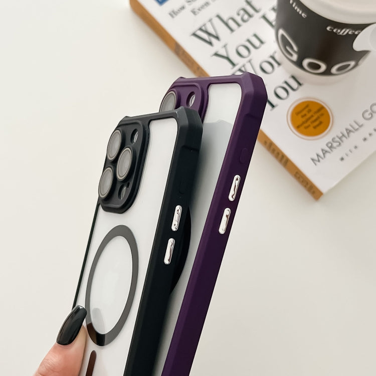 For iPhone 15 Pro Colorful Two-Color Lens Film MagSafe Magnetic Horn Acrylic+TPU Case(Purple) - iPhone 15 Pro Cases by buy2fix | Online Shopping UK | buy2fix