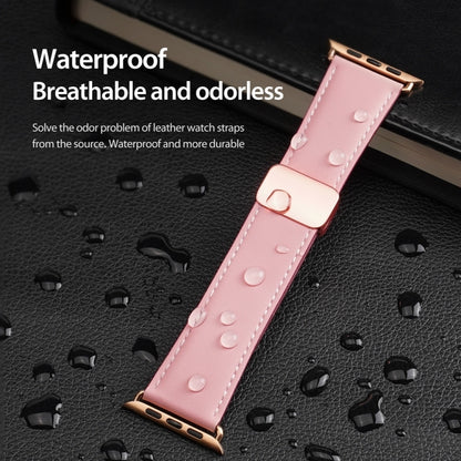 For Apple Watch Series 9 45mm DUX DUCIS YA Series Magnetic Buckle Genuine Leather Watch Band(Pink) - Watch Bands by DUX DUCIS | Online Shopping UK | buy2fix