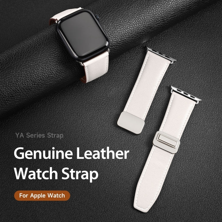 For Apple Watch SE 2022 40mm DUX DUCIS YA Series Magnetic Buckle Genuine Leather Watch Band(White) - Watch Bands by DUX DUCIS | Online Shopping UK | buy2fix