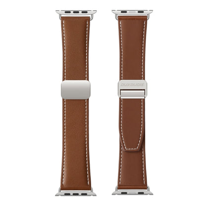 For Apple Watch Series 7 41mm DUX DUCIS YA Series Magnetic Buckle Genuine Leather Watch Band(Brown) - Watch Bands by DUX DUCIS | Online Shopping UK | buy2fix