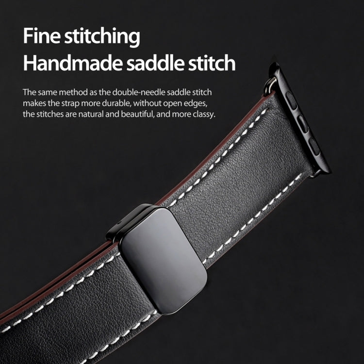 For Apple Watch Series 6 40mm DUX DUCIS YA Series Magnetic Buckle Genuine Leather Watch Band(Black) - Watch Bands by DUX DUCIS | Online Shopping UK | buy2fix