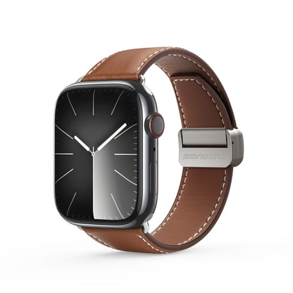 For Apple Watch Series 6 40mm DUX DUCIS YA Series Magnetic Buckle Genuine Leather Watch Band(Brown) - Watch Bands by DUX DUCIS | Online Shopping UK | buy2fix