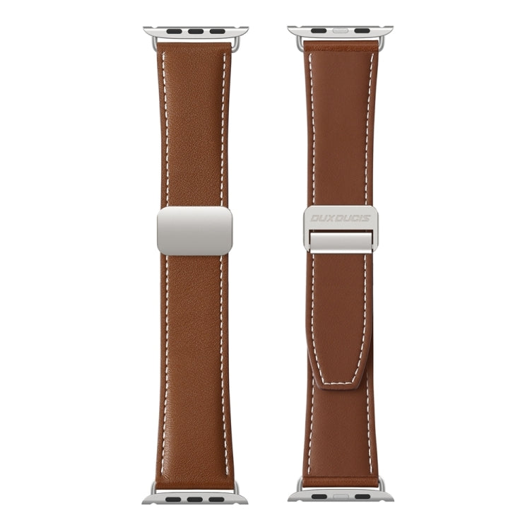 For Apple Watch Series 6 44mm DUX DUCIS YA Series Magnetic Buckle Genuine Leather Watch Band(Brown) - Watch Bands by DUX DUCIS | Online Shopping UK | buy2fix