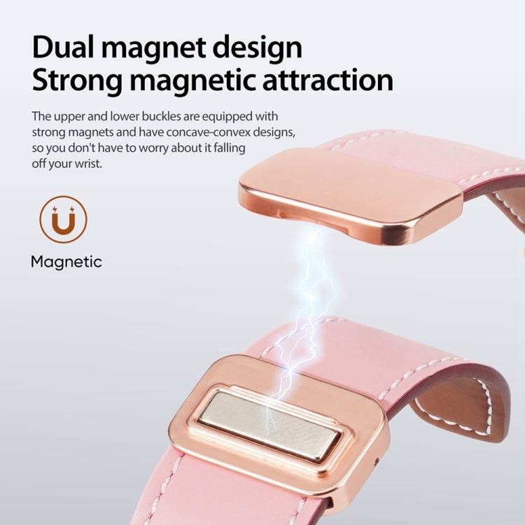 For Apple Watch Series 6 44mm DUX DUCIS YA Series Magnetic Buckle Genuine Leather Watch Band(Pink) - Watch Bands by DUX DUCIS | Online Shopping UK | buy2fix