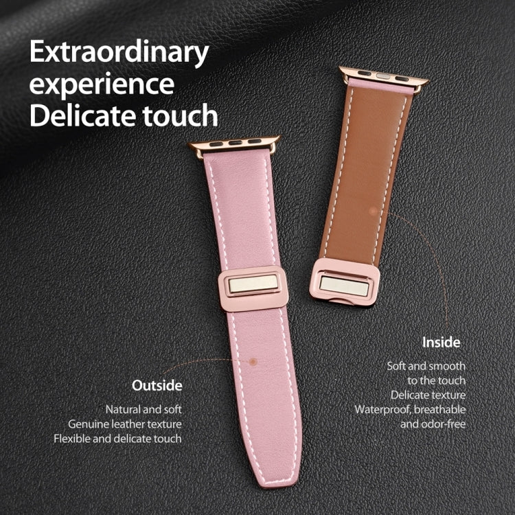 For Apple Watch Series 5 40mm DUX DUCIS YA Series Magnetic Buckle Genuine Leather Watch Band(Pink) - Watch Bands by DUX DUCIS | Online Shopping UK | buy2fix