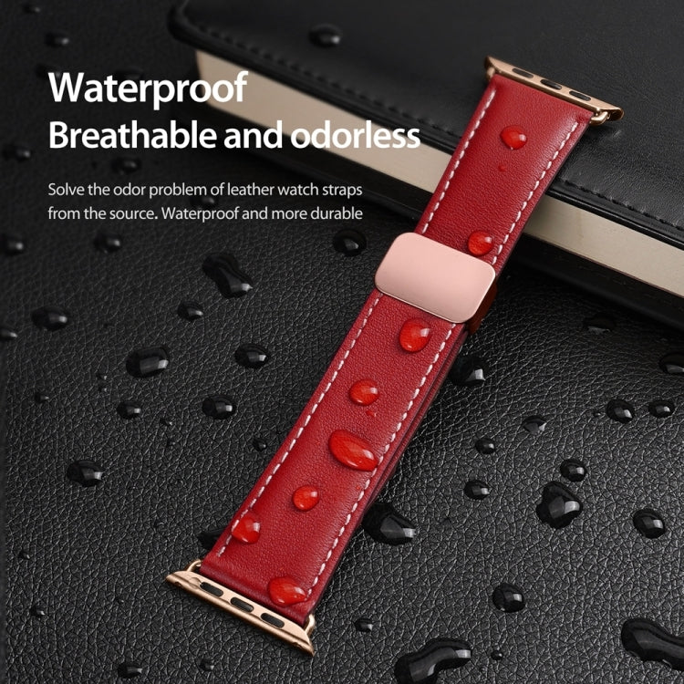 For Apple Watch Series 4 40mm DUX DUCIS YA Series Magnetic Buckle Genuine Leather Watch Band(Red) - Watch Bands by DUX DUCIS | Online Shopping UK | buy2fix