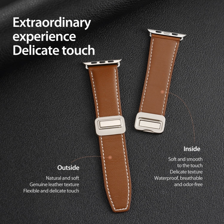 For Apple Watch Series 2 38mm DUX DUCIS YA Series Magnetic Buckle Genuine Leather Watch Band(Brown) - Watch Bands by DUX DUCIS | Online Shopping UK | buy2fix