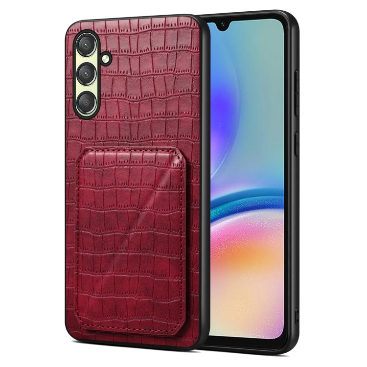 For Samsung Galaxy A05s Denior Imitation Crocodile Leather Back Phone Case with Holder(Rose Red) - Galaxy Phone Cases by Denior | Online Shopping UK | buy2fix