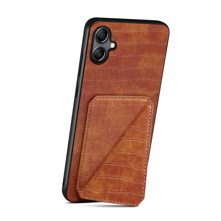 For Samsung Galaxy A14 4G/5G Denior Imitation Crocodile Leather Back Phone Case with Holder(Brown) - Galaxy Phone Cases by Denior | Online Shopping UK | buy2fix