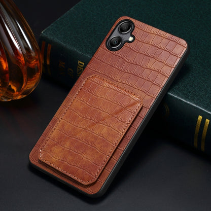 For Samsung Galaxy A23 4G /5G Denior Imitation Crocodile Leather Back Phone Case with Holder(Brown) - Galaxy Phone Cases by Denior | Online Shopping UK | buy2fix