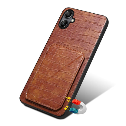 For Samsung Galaxy A70 Denior Imitation Crocodile Leather Back Phone Case with Holder(Brown) - Galaxy Phone Cases by Denior | Online Shopping UK | buy2fix