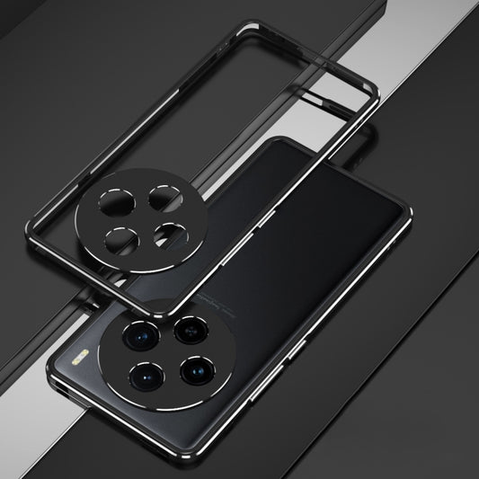 For vivo X100 Aurora Series Metal Frame Phone Case(Black Silver) - X100 Cases by imak | Online Shopping UK | buy2fix