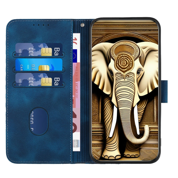 For Samsung Galaxy S23 5G YX0060 Elephant Head Embossed Phone Leather Case with Lanyard(Royal Blue) - Galaxy S23 5G Cases by buy2fix | Online Shopping UK | buy2fix